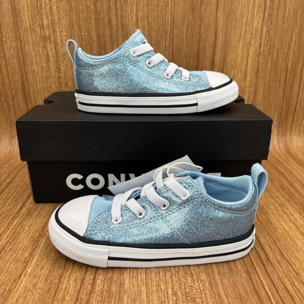 Converse CTAS Madison Ox Infant Size 8 Blue Glitter Sparkle Sneakers A13159C NEW